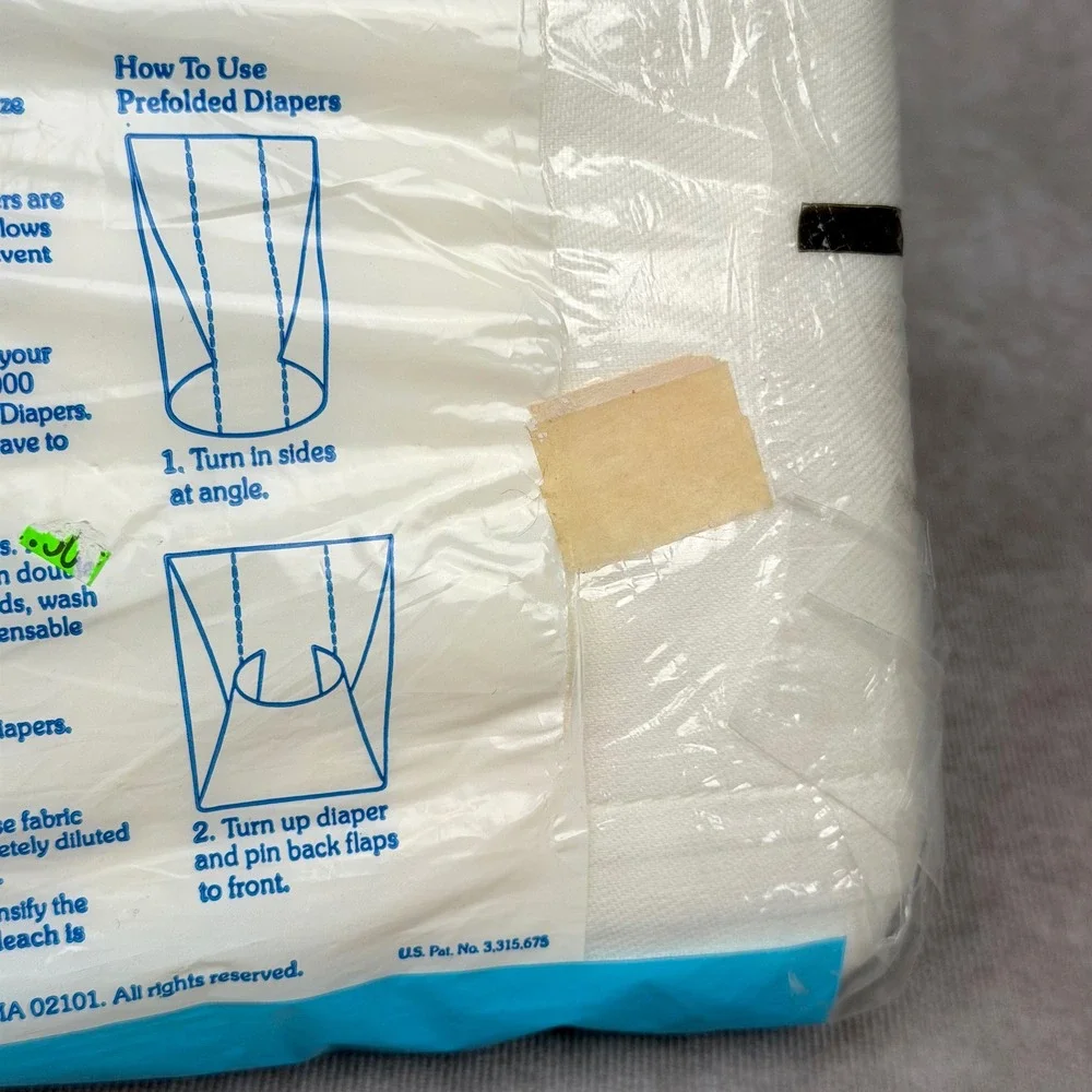 Curity Prefolded Cloth Diapers 12 Pack 100% Cotton Gauze White 14.5x20.5 Vintage